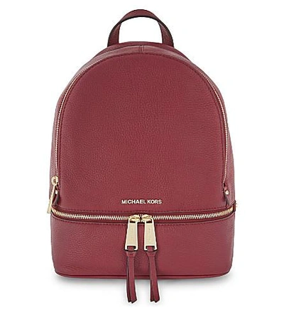 Shop Michael Michael Kors Rhea Medium Leather Backpack In Mulberry