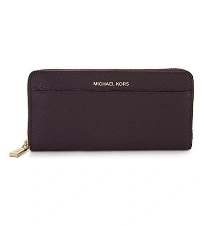 Shop Michael Michael Kors Mercer Continental Leather Wallet In Damson