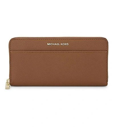 Shop Michael Michael Kors Mercer Continental Leather Wallet In Luggage