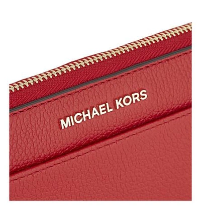 Shop Michael Michael Kors Mercer Continental Leather Wallet In Bright Red
