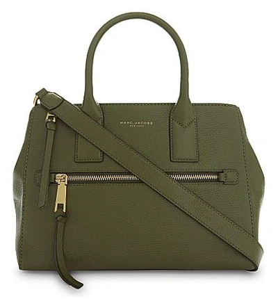 Shop Marc Jacobs Recruit East West Leather Tote In Army Green