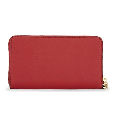 Shop Michael Michael Kors Leather Wristlet In Bright Red