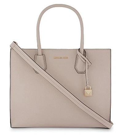 Shop Michael Michael Kors Mercer Large Grained Leather Tote Bag In Soft Pink