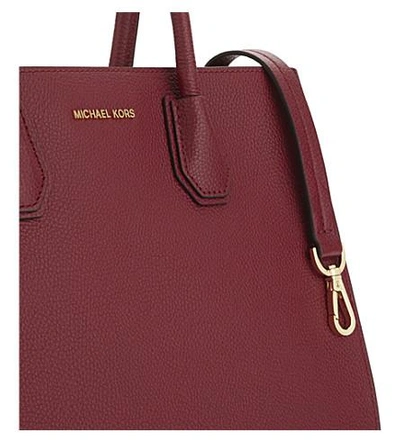 Shop Michael Michael Kors Mercer Large Grained Leather Tote Bag In Mulberry