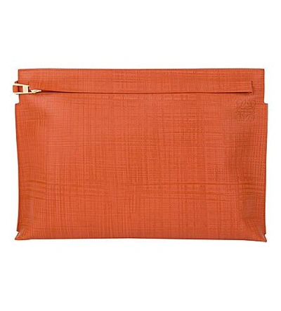 Shop Loewe Large Textured Leather Pouch In Orange