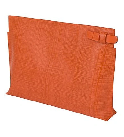 Shop Loewe Large Textured Leather Pouch In Orange