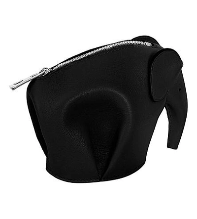 Shop Loewe Elephant Leather Coin Purse In Black