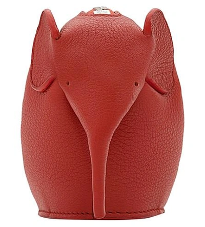 Shop Loewe Elephant Leather Coin Purse In Primary Red