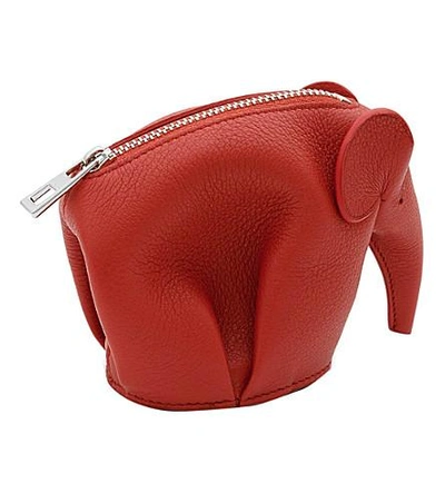 Shop Loewe Elephant Leather Coin Purse In Primary Red
