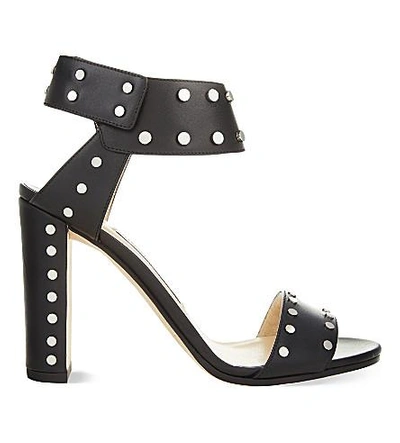 Shop Jimmy Choo Veto 100 Leather Heeled Sandals In Black Silver