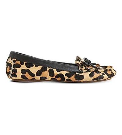 Shop Dune Genovia Leopard-print Loafers In Tan Leather