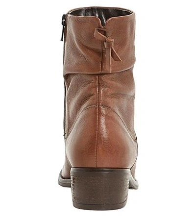 Shop Dune Pager Ruched Leather Ankle Boots In Tan Leather