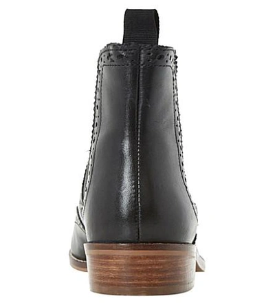 Shop Dune Brogue Leather Chelsea Boots In Black Leather