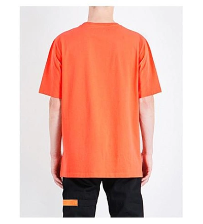 Shop Heron Preston Community Service Cotton T-shirt In Orange/white