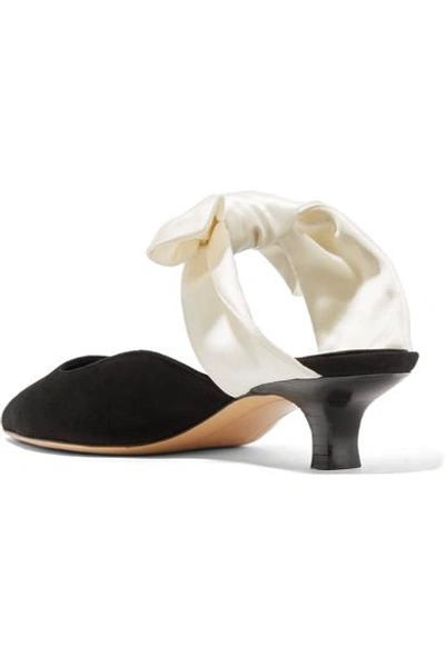 Shop The Row Coco Suede And Satin Mules In Black