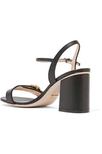 Shop Gucci Marmont Logo-embellished Leather Sandals In Black