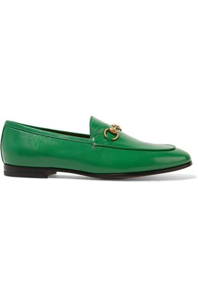 Shop Gucci Jordaan Horsebit-detailed Leather Loafers