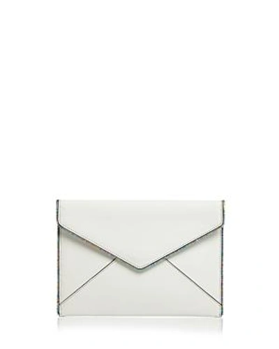 Shop Rebecca Minkoff Leo Saffiano Leather Clutch In White/iridescent
