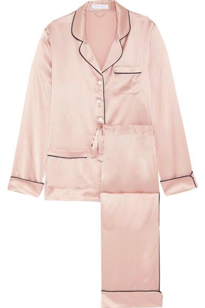 Shop Olivia Von Halle Coco Silk-satin Pajama Set In Pastel Pink