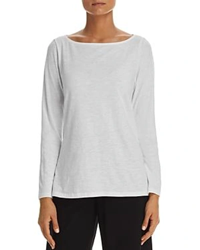 Shop Eileen Fisher Boatneck Organic Cotton Tee In White