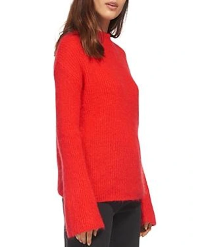 Shop Whistles Flared-sleeve Chunky-knit Sweater In Red