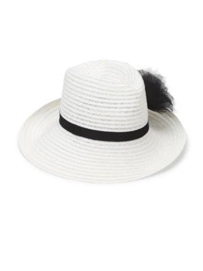 Shop Eugenia Kim Dita Asymmetrical Bow Straw Hat In White