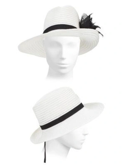 Shop Eugenia Kim Dita Asymmetrical Bow Straw Hat In White