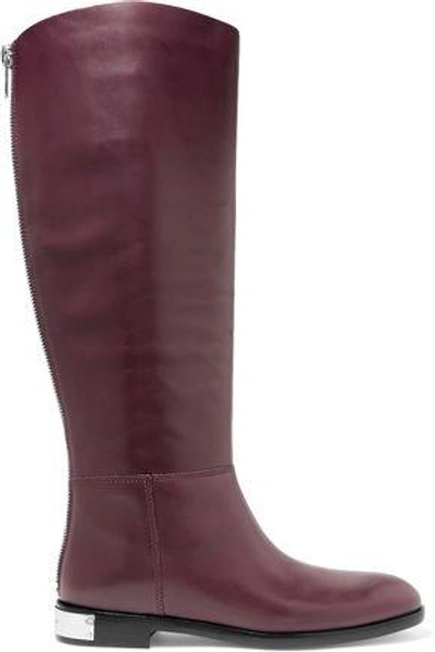 Shop Marc By Marc Jacobs Woman Kip Leather Knee Boots Burgundy