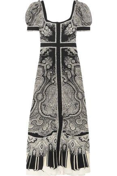 Shop Alexander Mcqueen Paisley-print Silk Crepe De Chine Midi Dress In Black