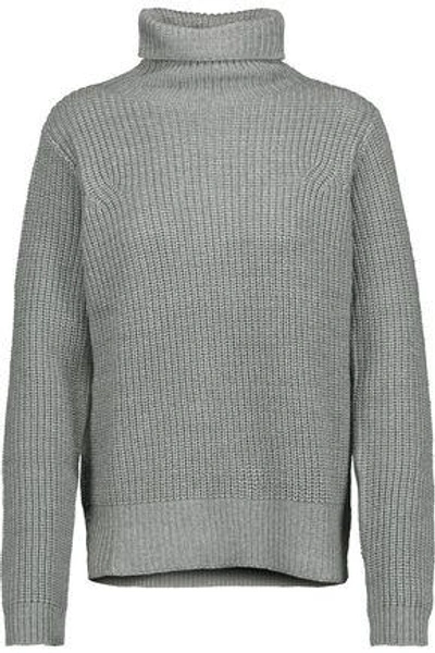 Shop Joie Woman Kajetan Metallic Ribbed Wool-blend Turtleneck Sweater Silver