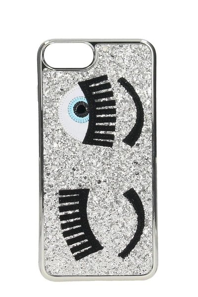 Shop Chiara Ferragni Flirting Glitter Iphone S 7 Case In Silver