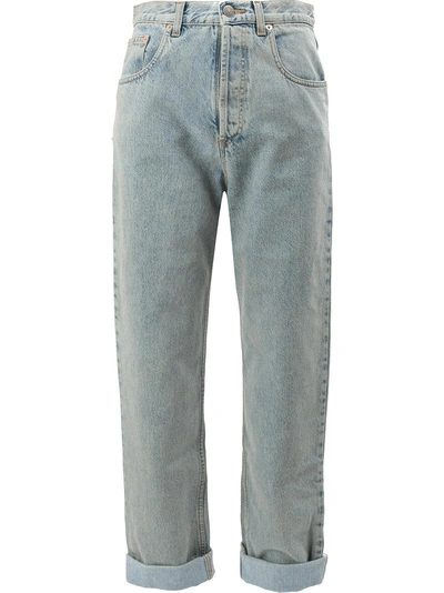Shop Gucci Tiger Patch Straight Cut Jeans