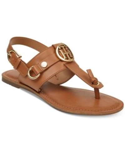 Tommy Hilfiger Luvee Flat Sandals Women s Shoes In Brown ModeSens
