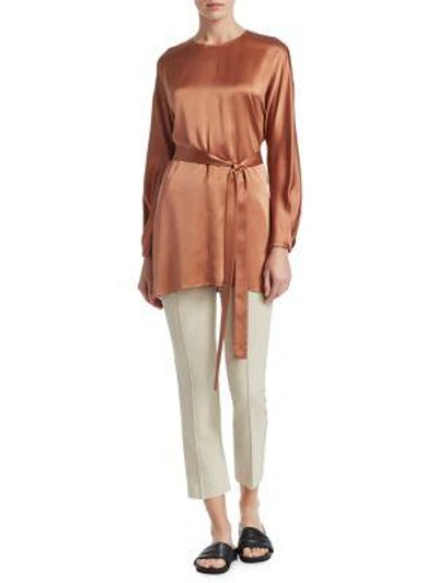 Shop Vince Seam Front Silk Tunic In Terracotta