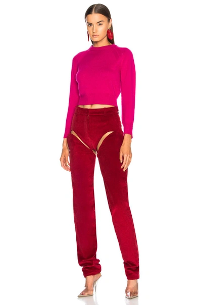 Shop Helmut Lang Cropped Sweater In Magenta