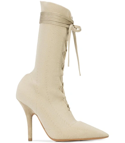 Shop Yeezy Nude Neutrals Knit Sock Ankle Boots