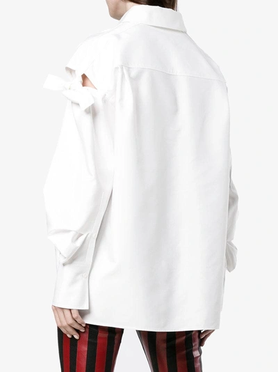 Shop Adeam Oversized Shirt With Cut Out Bow Detail In White