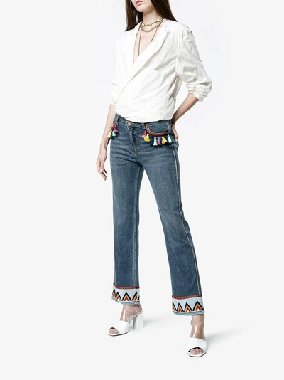 Shop Etro Jeans With Tassels And Embroidery In Blue