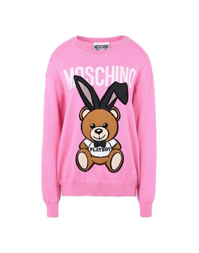 Shop Moschino Long Sleeve Sweaters In Pink