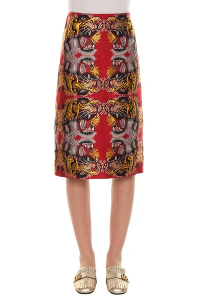 Shop Gucci Tigers Skirt In Multi