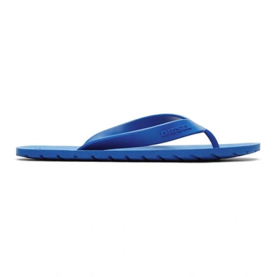 Shop Diesel Blue Splish Sandals In T6043 Blue