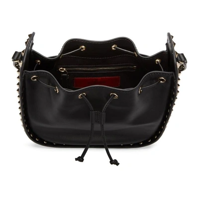 Shop Valentino Black  Garavani Small Rockstud Bucket Bag In 0no Black
