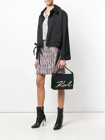 Shop Karl Lagerfeld Signature Big Shoulder Bag - Black