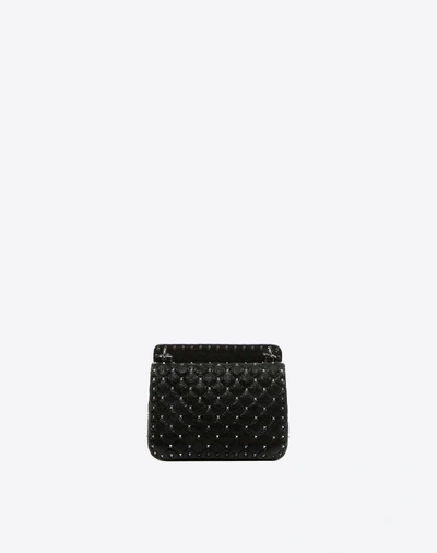 Shop Valentino Garavani Medium Crinkled Lambskin Rockstud Spike Bag In Black