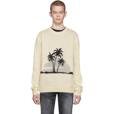 Shop Saint Laurent Off-white Mohair Sunset Sweater