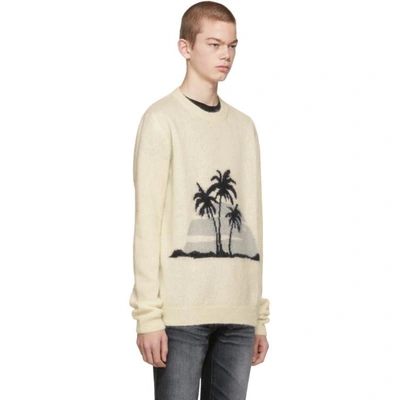 Shop Saint Laurent Off-white Mohair Sunset Sweater
