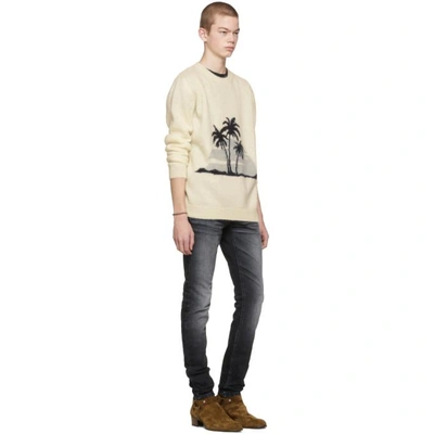 Shop Saint Laurent Off-white Mohair Sunset Sweater