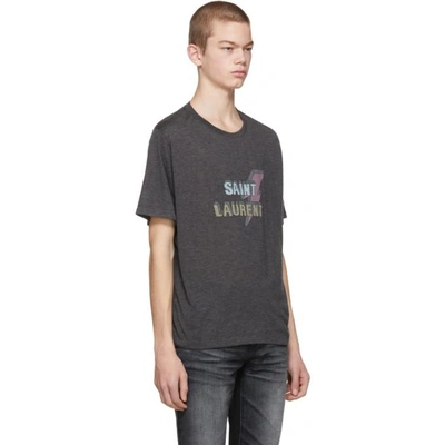 SAINT LAURENT GREY LIGHTNING BOLT LOGO T-SHIRT