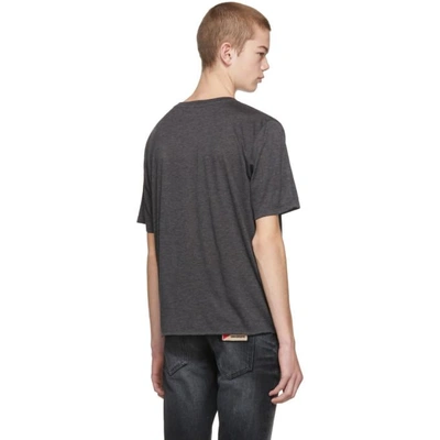 Shop Saint Laurent Grey Lightning Bolt Logo T-shirt In 1090 Blkch