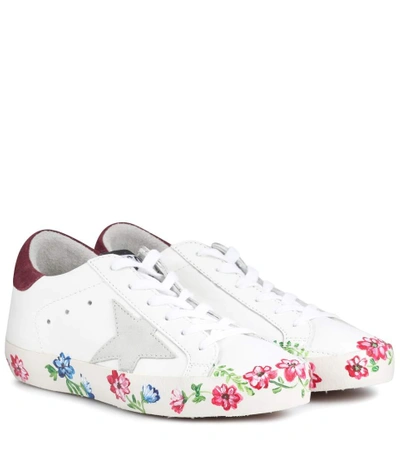 Shop Golden Goose Superstar Leather Sneakers In White